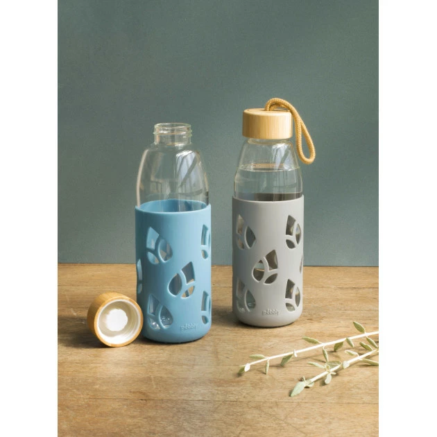 Bouteille en Verre avec Protection Silicone Bleu 55 cl Pebbly De gros ???? Bouteille en Verre avec Protection Silicone Bleu 55 cl Pebbly ???? -Boutique Luigi Bormioli bouteille en verre avec protection silicone bleu 55 cl pebbly 1