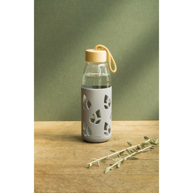 Bouteille en Verre avec Protection Silicone Gris 55 cl Pebbly Tout neuf ???? Bouteille en Verre avec Protection Silicone Gris 55 cl Pebbly ???? -Boutique Luigi Bormioli bouteille en verre avec protection silicone gris 55 cl pebbly 1